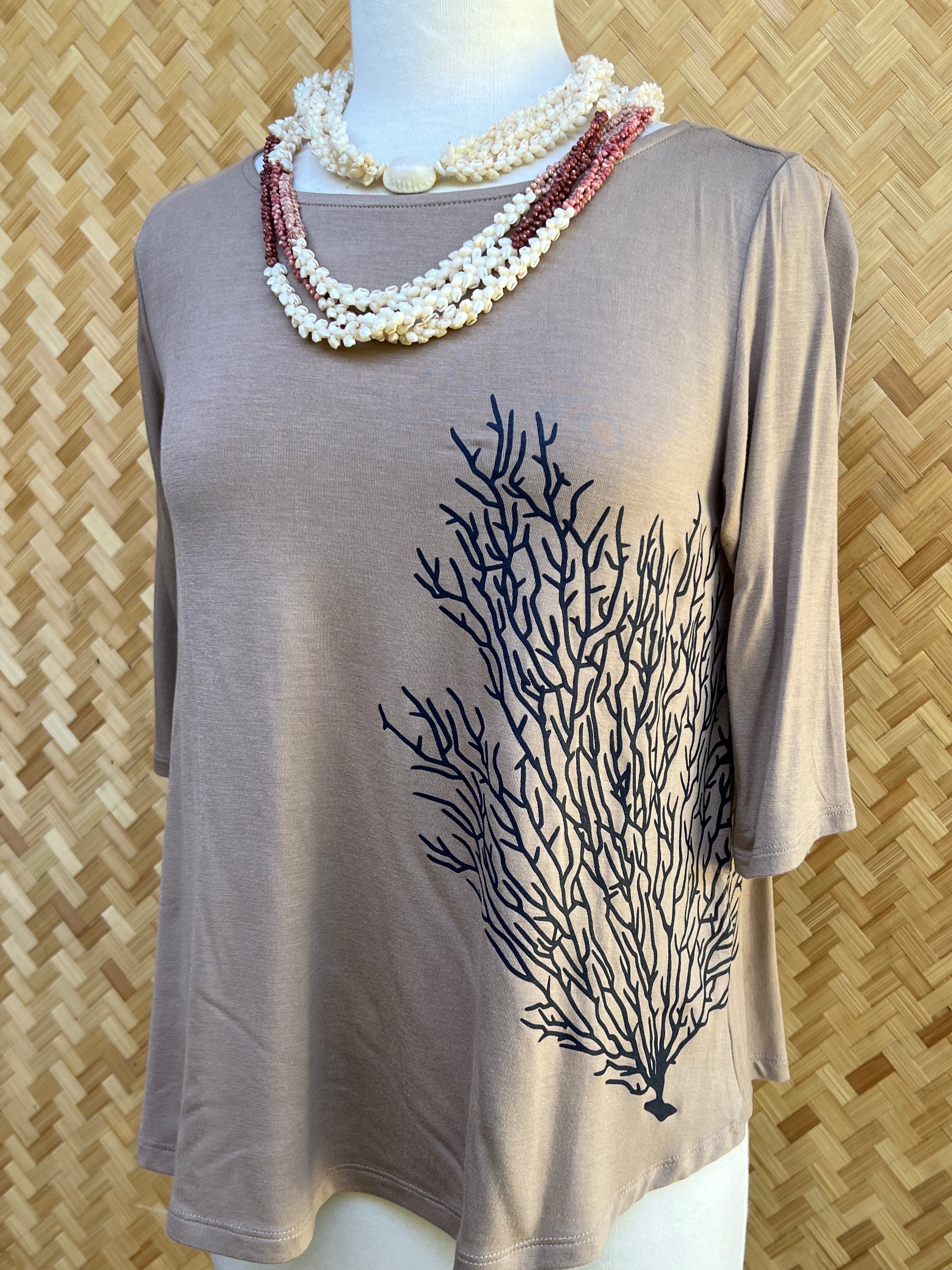Bamboo 3/4 Sleeve Top (Taupe)