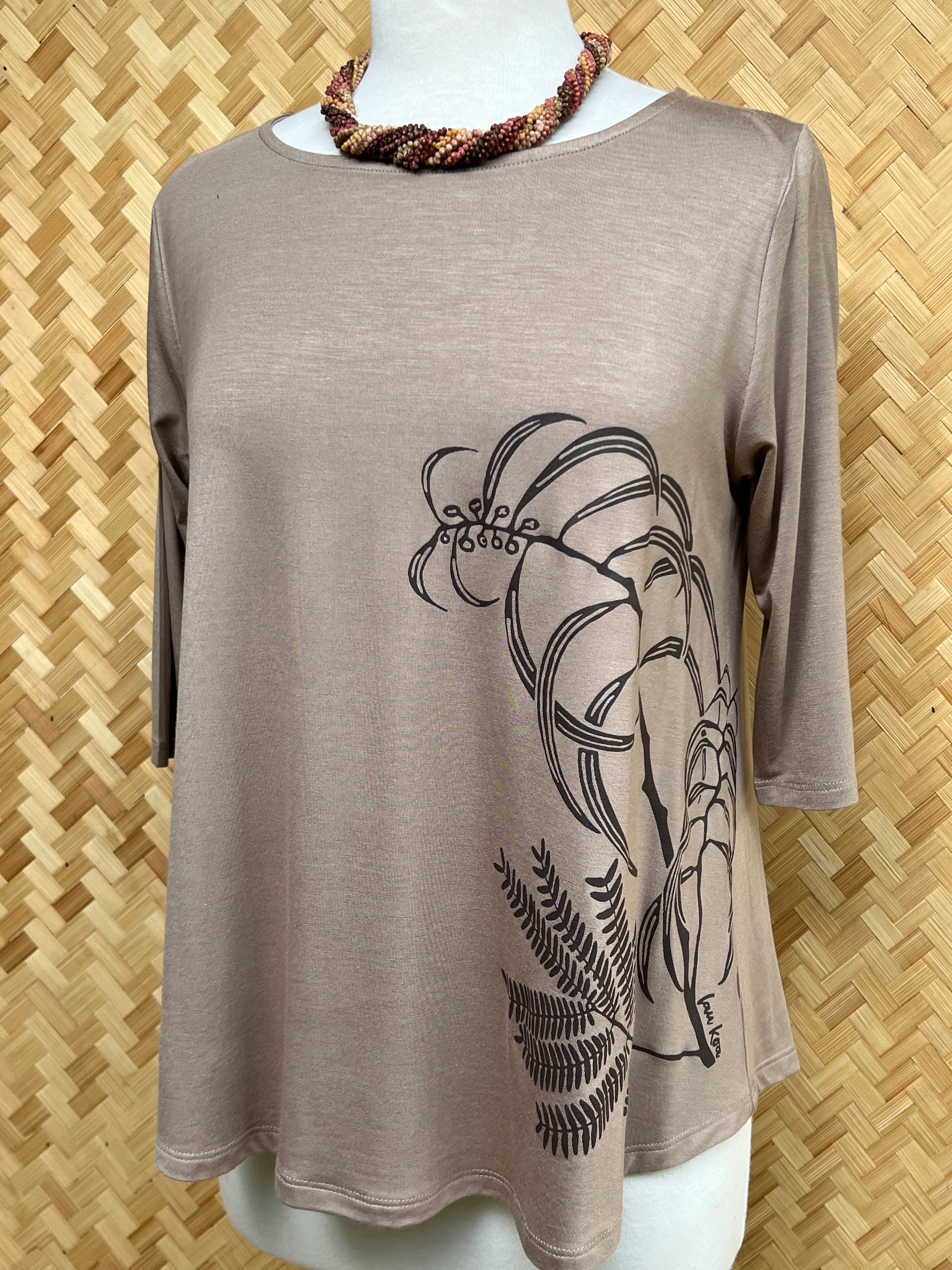 Bamboo 3/4 Sleeve Top (Taupe)
