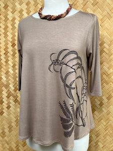 Bamboo 3/4 Sleeve Top (Taupe)