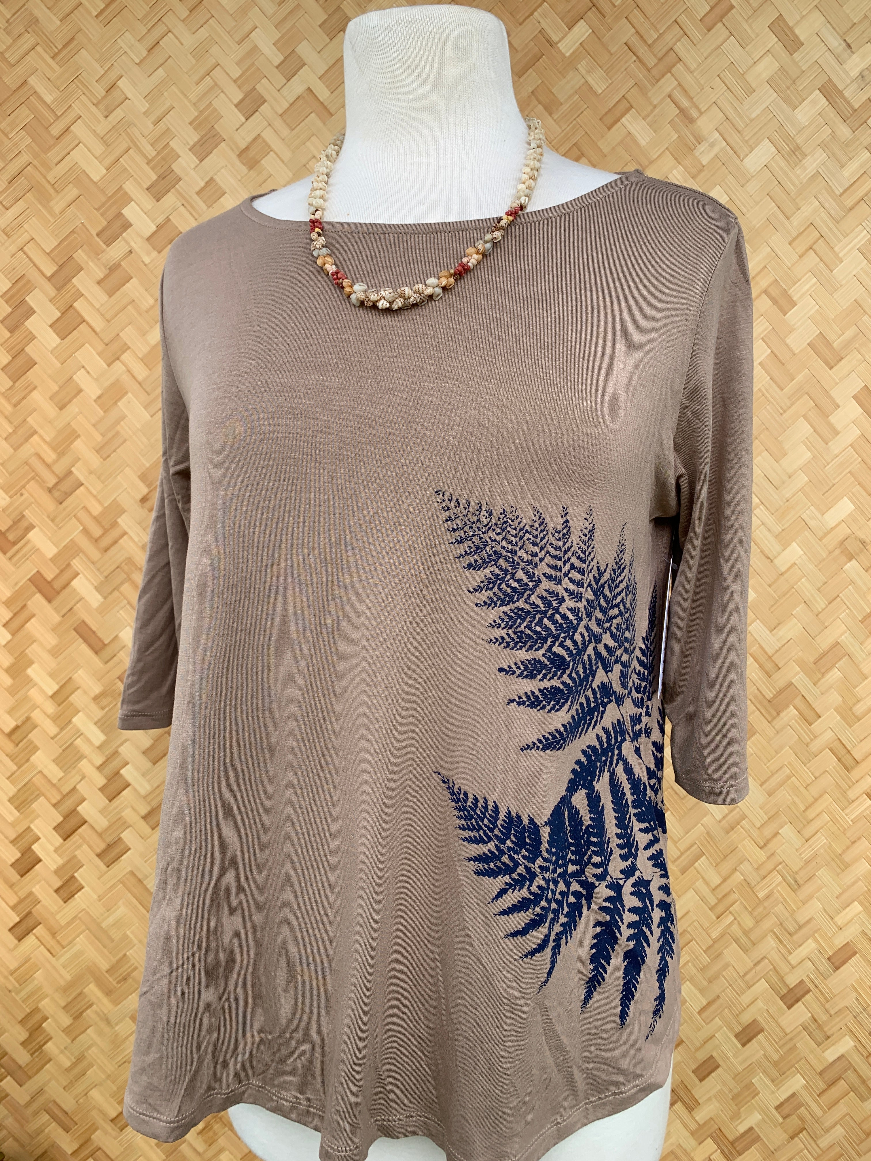 Bamboo 3/4 Sleeve Top (Taupe)